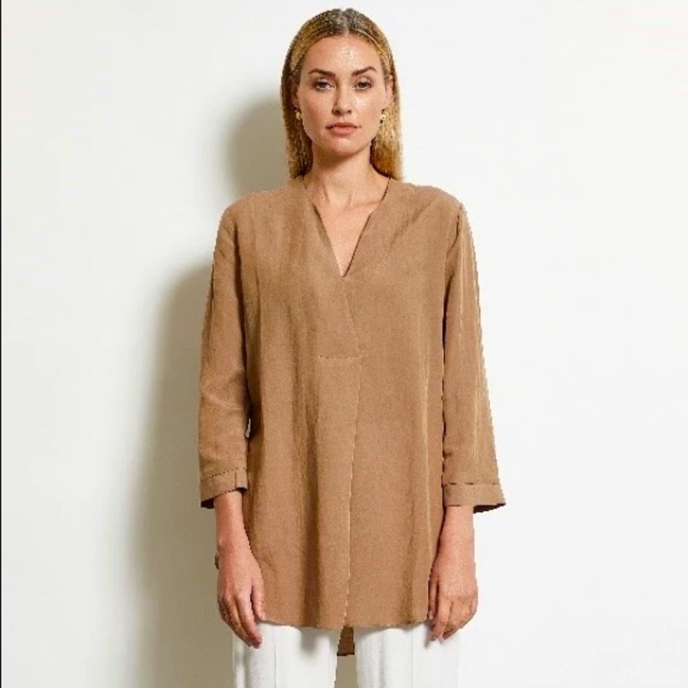 LAST CHANCE LaSalle Amsterdam V-Neck Tunic Shirt M 38 biscuit